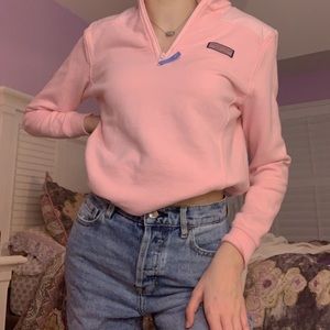 vineyard vine pink quarter zip up
